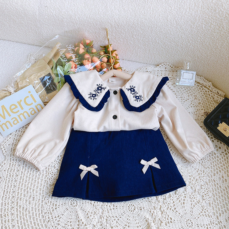 Trendy Autumn 2-Piece Girls' Dress Suit, Ages 2-7 | Color: As the Picture | Image 2