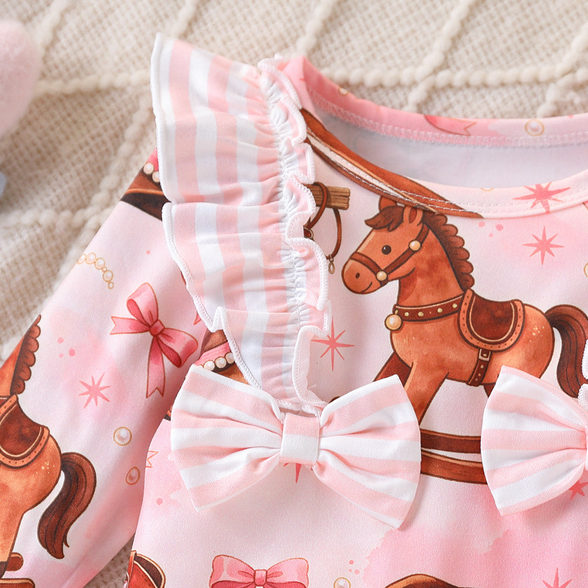 Sweet & Cute Autumn Baby Girls' Jumpsuit, Ages 0-6 Months | Color: Light Pink | Image 2