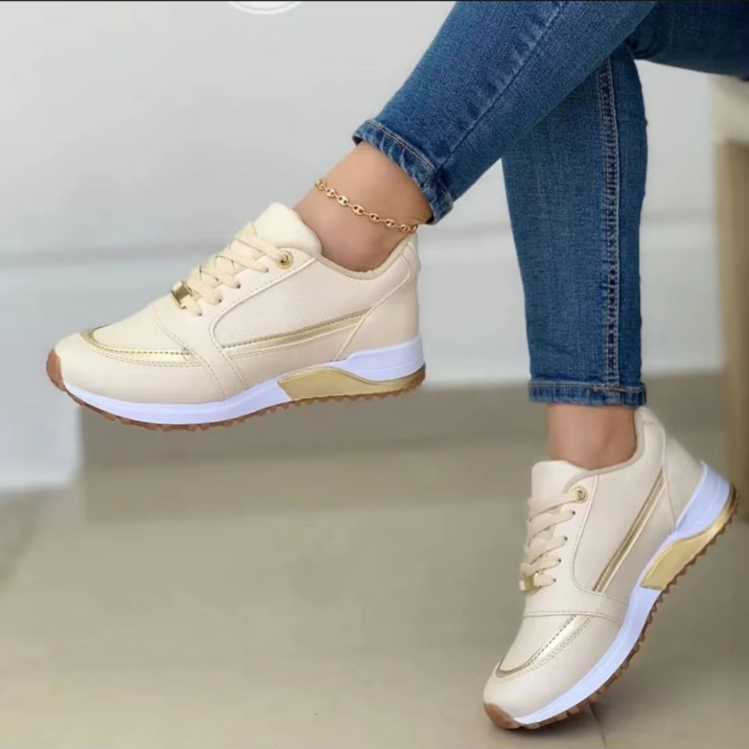 Modern Chic All-Season PU/Artificial Leather/Microfiber Leather Women's Casual Shoes | Color: Beige | Image 3