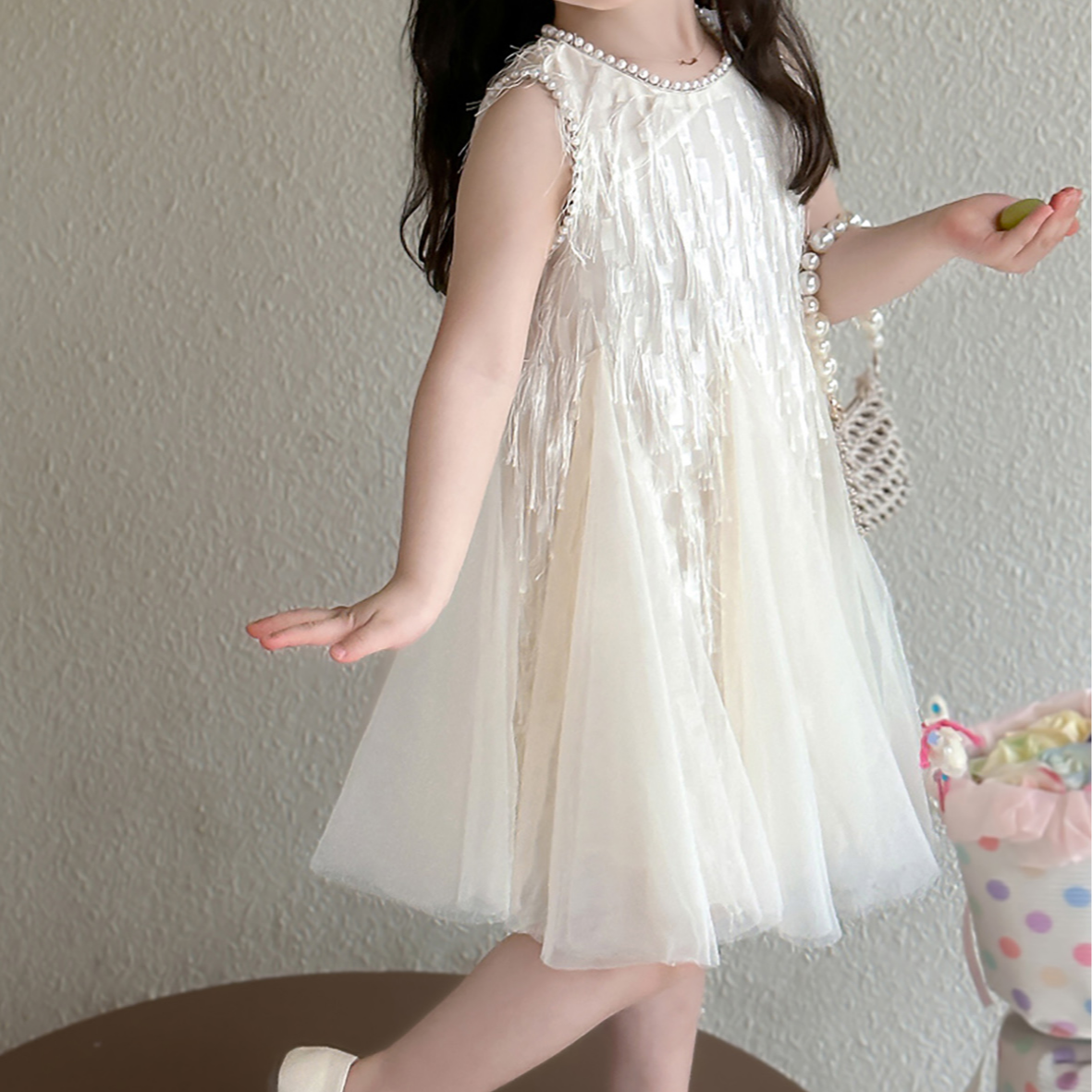Sweet & Cute Summer Girls' Tee Dress, Ages 2-9 | Color: White | Image 2