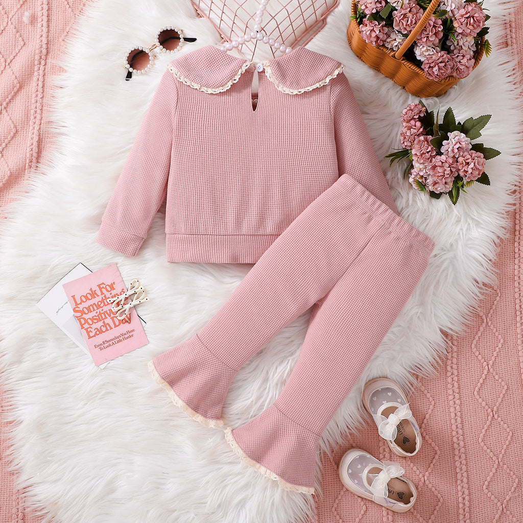 Sweet & Cute Autumn 2-Piece Baby Girls' Pants Suit, Ages 3-24 Months | Color: Pink | Image 3