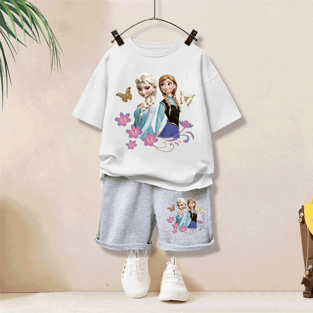Modern Chic All-Season Minimalist Summer 2-Piece Unisex Kids' Pants Suit, Ages 2-7 | Color: White | Image 1