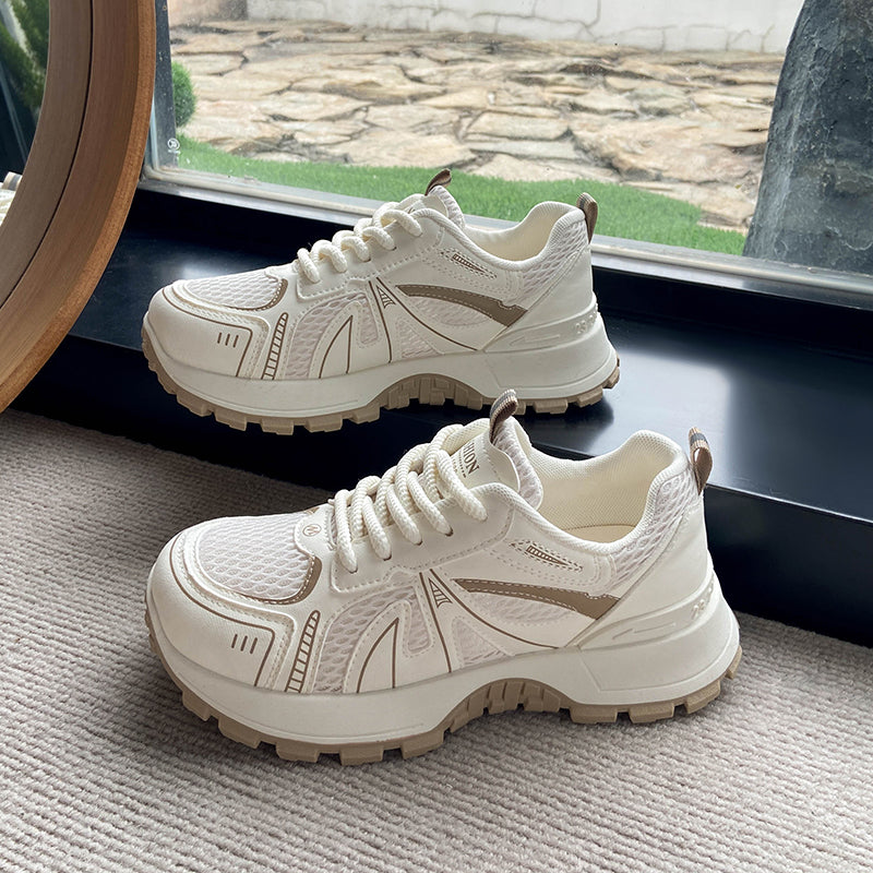 Modern Chic All-Season PU/Artificial Leather/Microfiber Leather, Net Women's Fashion Sneaker | Color: Khaki | Image 2