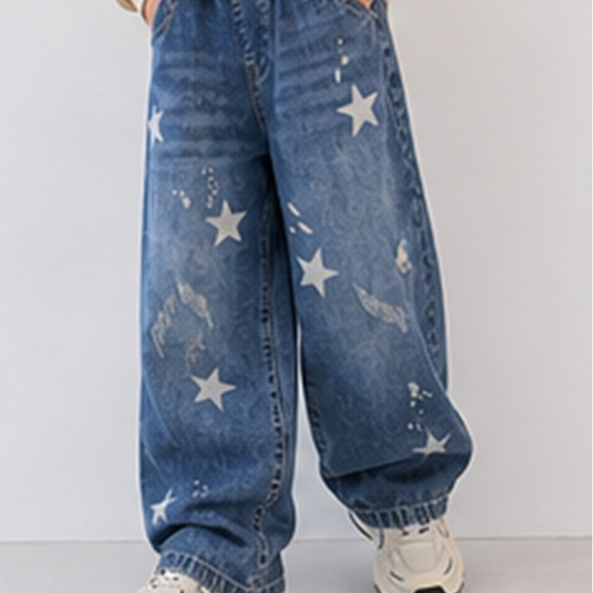 Trendy Autumn Boys' Jeans, Ages 4-14 | Color: Purplish Blue | Image 3