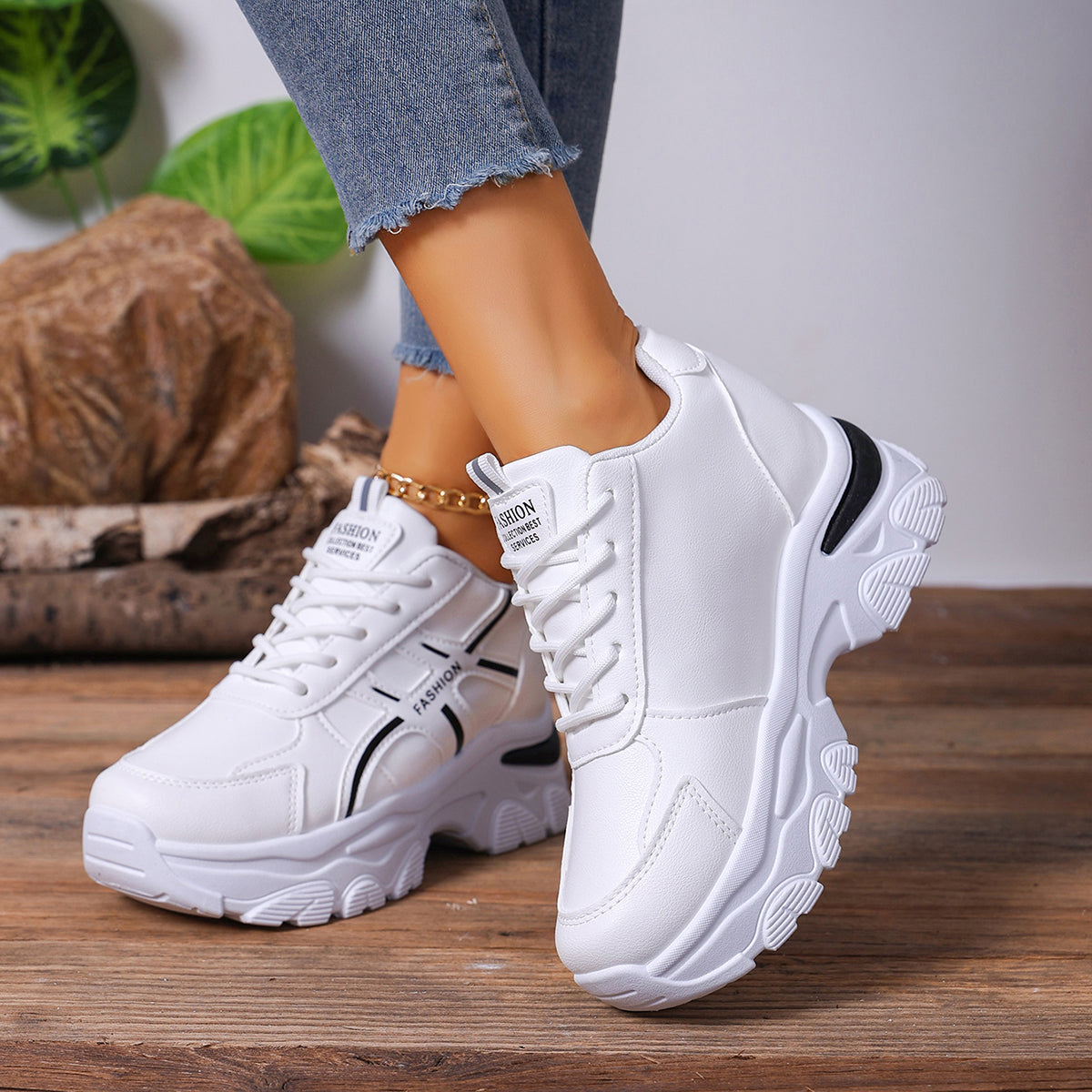 Modern Chic All-Season PU/Artificial Leather/Microfiber Leather Women's Casual Shoes | Color: White | Image 2