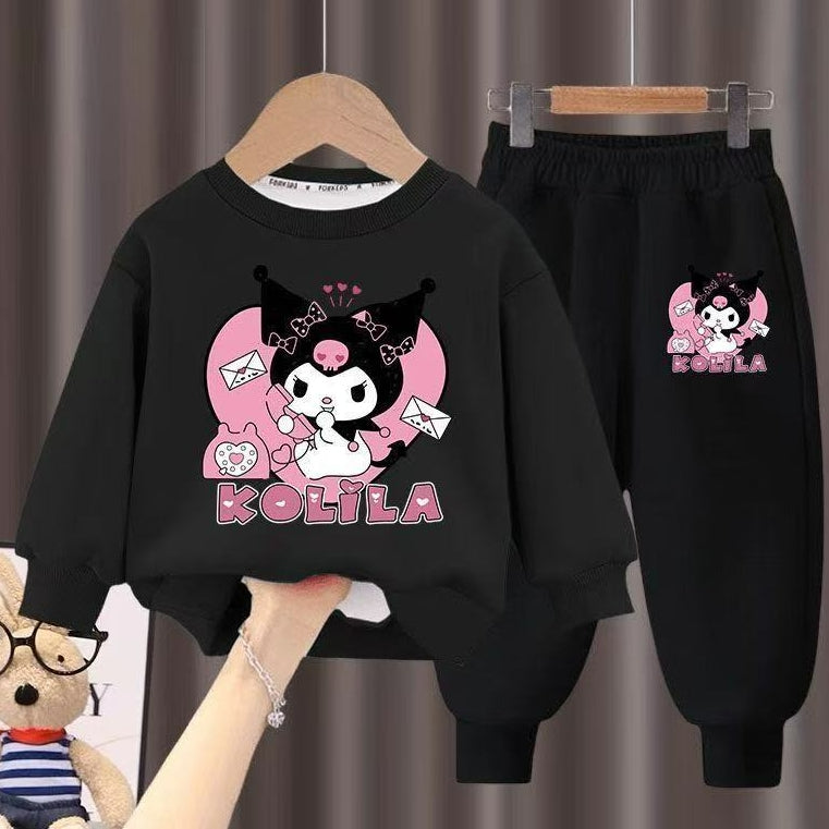 Minimalist Autumn 2 Pcs 2-13years Girls Pants Suit | Color: Black | Image 1