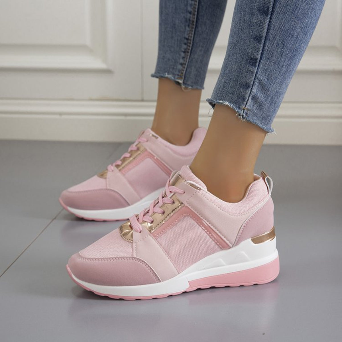 Modern Chic All-Season Others Women's Fashion Sneaker | Color: Pink | Image 3