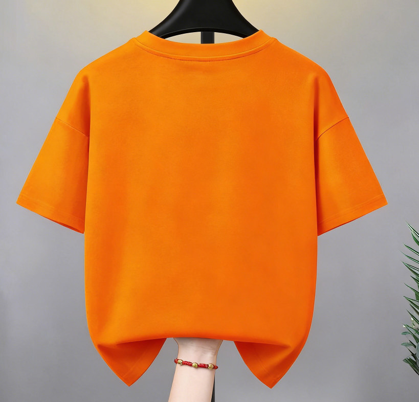 Minimalist Summer Unisex Kids' T-Shirt, Ages 3-14 | Color: Orange | Image 3