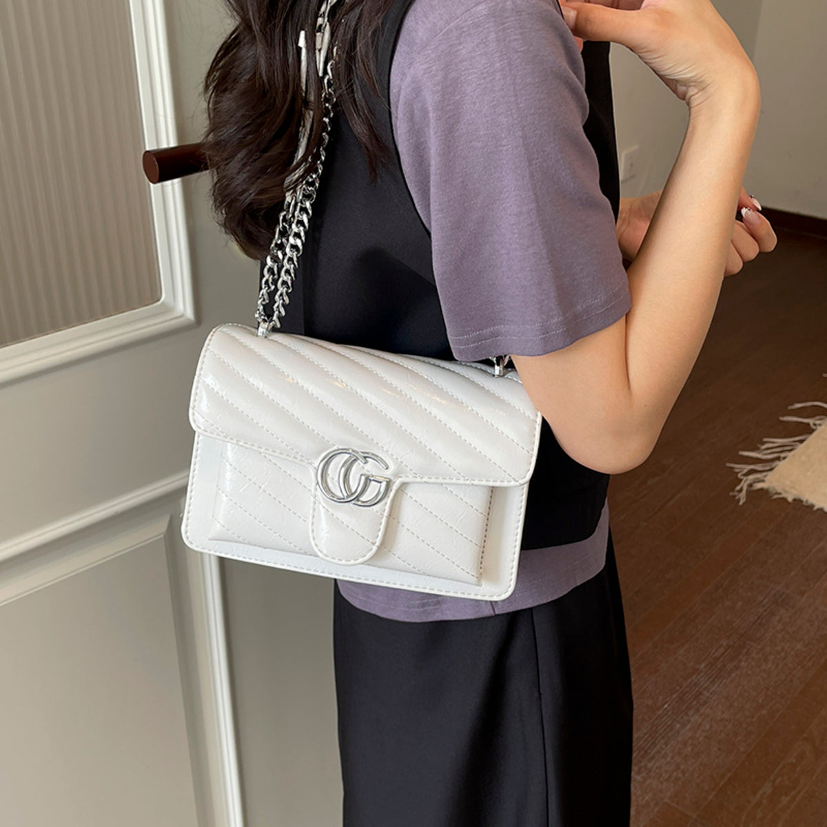 Modern Chic All-Season PU/Artificial Leather/Microfiber Leather Women's Crossbody Bags Other Bags | Color: White | Image 2