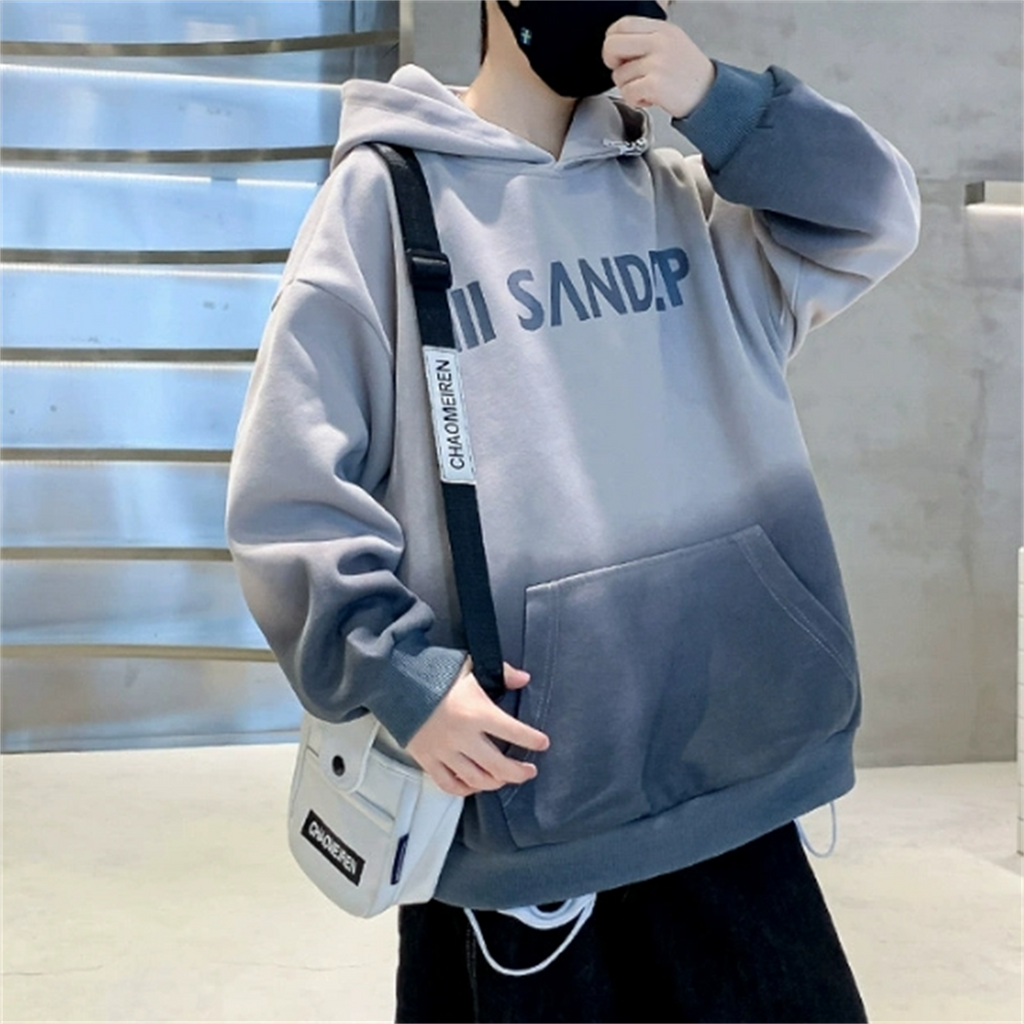 Modern Chic All-Season Casual Sporty Autumn Boys' Hoodie, Ages 4-14 | Color: Grey | Image 3