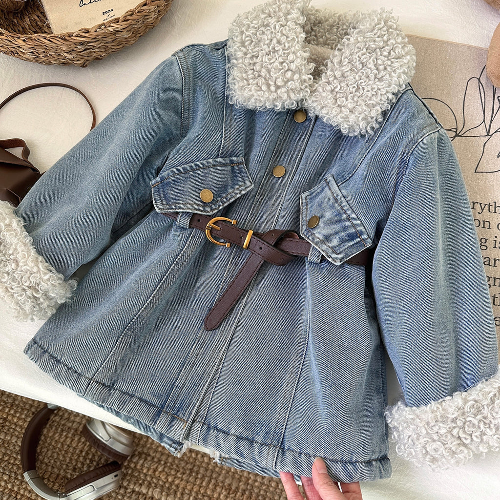 Trendy Winter 2-Piece Girls' A-Line Dress, Ages 2-9 | Color: Blue | Image 1