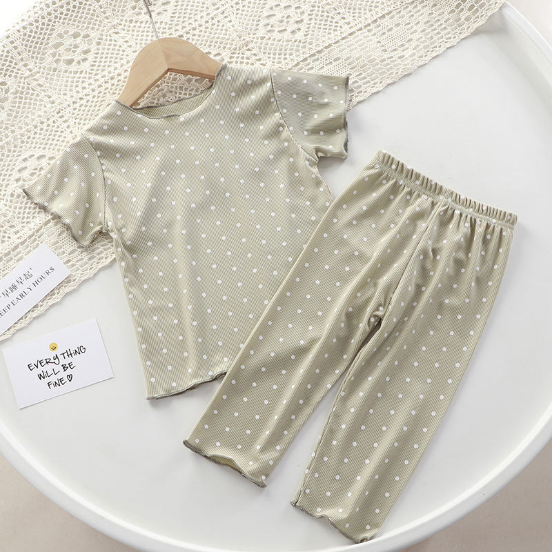 Modern Chic All-Season Minimalist Summer 2-Piece Girls' Pajama Set, Ages 2-9 | Color: Style 2 | Image 1