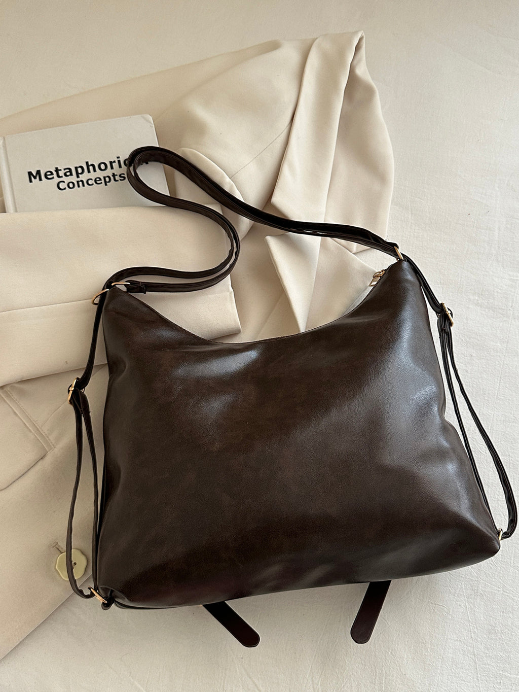 Trendy Autumn PU/Artificial Leather/Microfiber Leather Women's Shoulder Bags Tote Bags | Color: Coffee | Image 3
