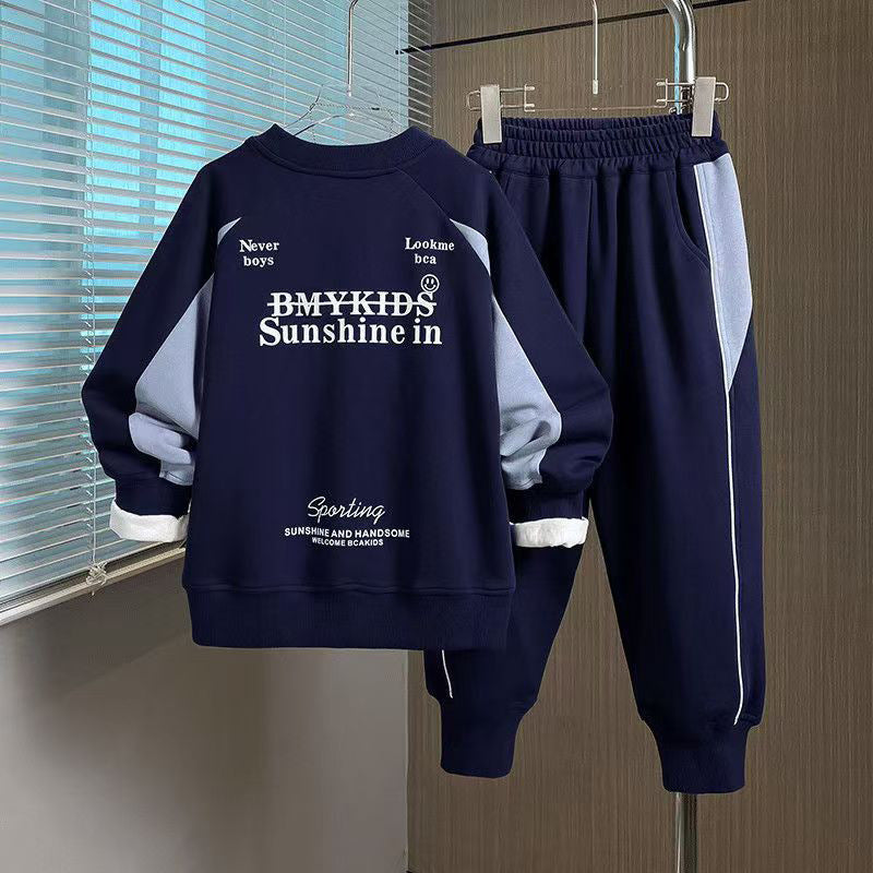 Casual Sporty Autumn 2-Piece Boys' Pants Suit, Ages 4-14 | Color: Blue | Image 3