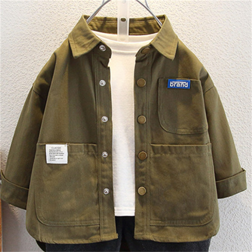 Modern Chic All-Season Trendy Spring Boys' Jacket, Ages 2-11 | Color: Army Green | Image 3