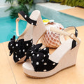 Modern Chic All-Season Cloth / Textile Women's Wedge Sandals | Color: Black | Image 1