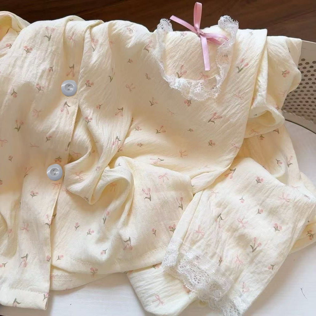 Elegant All-Season 2 Pcs Women 's Long Sleeve Sleep Set | Color: Style 1 | Image 2