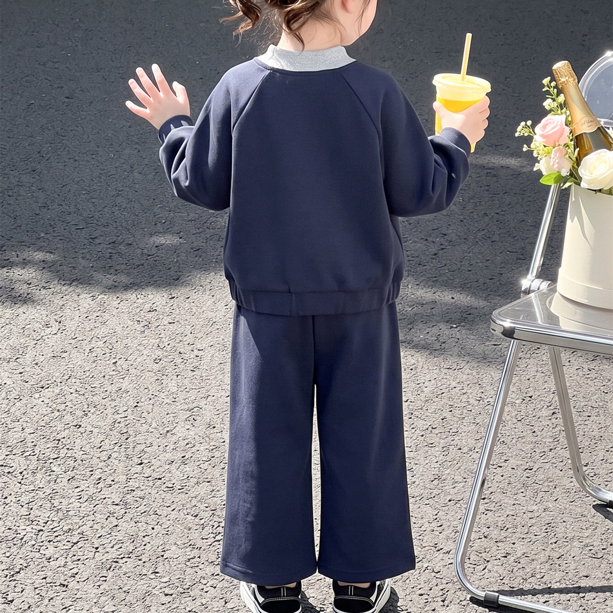 Modern Chic All-Season Casual Sporty Autumn 2-Piece Girls' Pants Suit, Ages 2-9 | Color: As the Picture | Image 2
