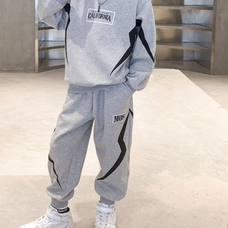 Casual Sporty Autumn 2-Piece Boys' Pants Suit, Ages 4-13 | Color: Grey | Image 2