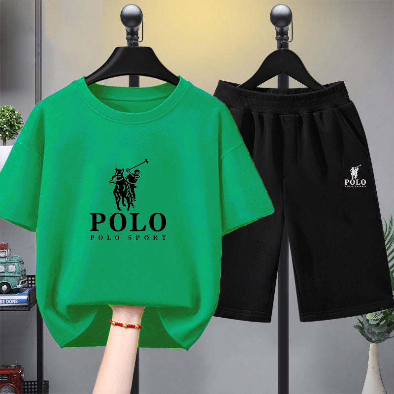 Modern Chic All-Season Minimalist Summer 2-Piece Boys' Pants Suit, Ages 3-14 | Color: Green | Image 1