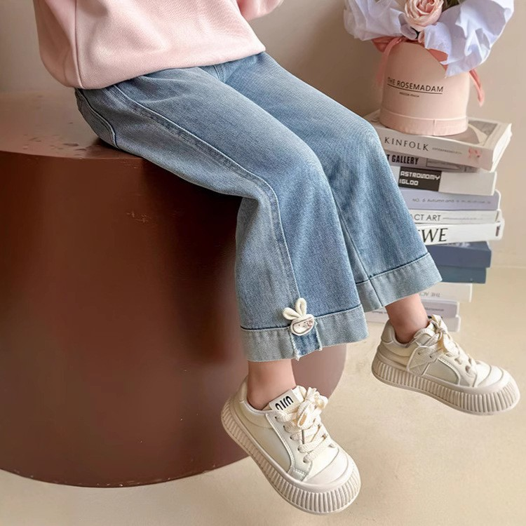 Minimalist Autumn Girls' Straight Pants, Ages 2-9 | Color: Light Blue | Image 1