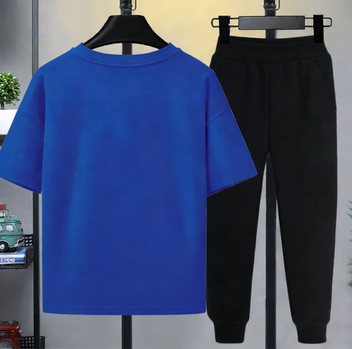 Modern Chic All-Season Minimalist Summer 2-Piece Boys' Pants Suit, Ages 4-14 | Color: Blue | Image 2