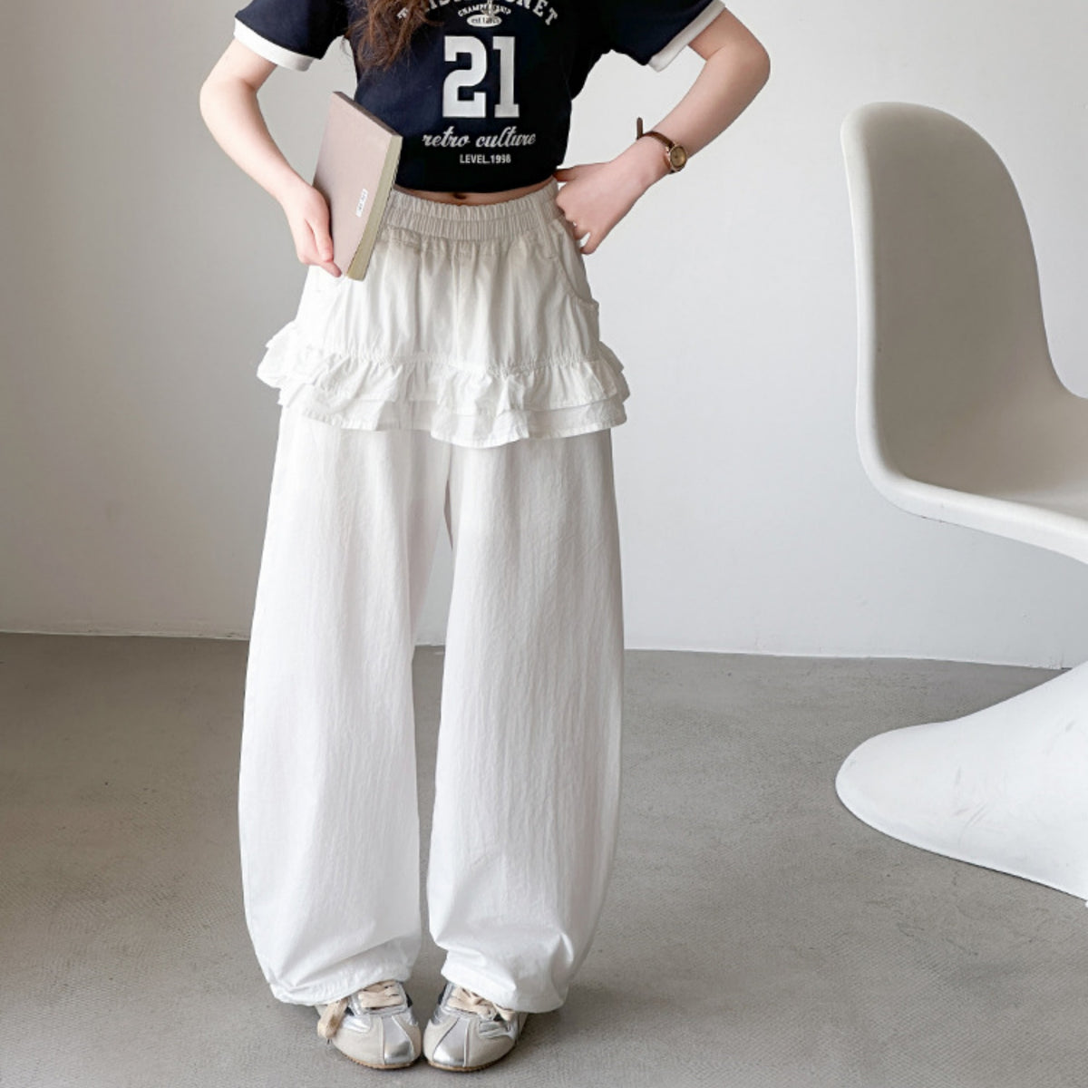 Casual Sporty Spring Girls' Casual Pants, Ages 4-14 | Color: Beige | Image 3