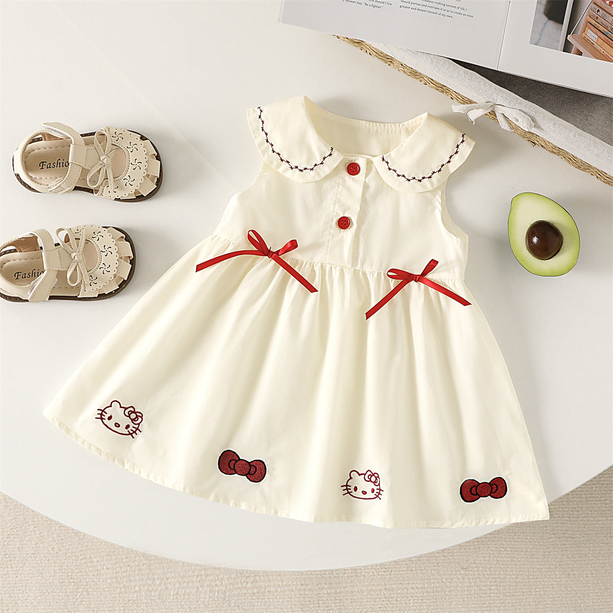 Sweet & Cute Summer Baby Girls' Dress, Ages 3-24 Months | Color: White | Image 1