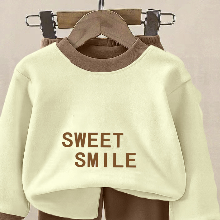 Minimalist Winter 2-Piece Unisex Kids' Pajama Set, Ages 2-9 | Color: Coffee | Image 3
