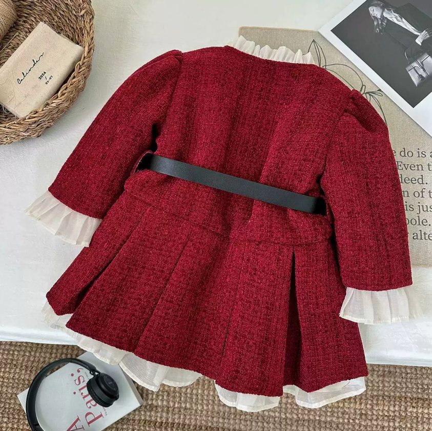 Modern Chic All-Season Elegant Winter Girls' A-Line Dress, Ages 2-9 | Color: As the Picture | Image 2