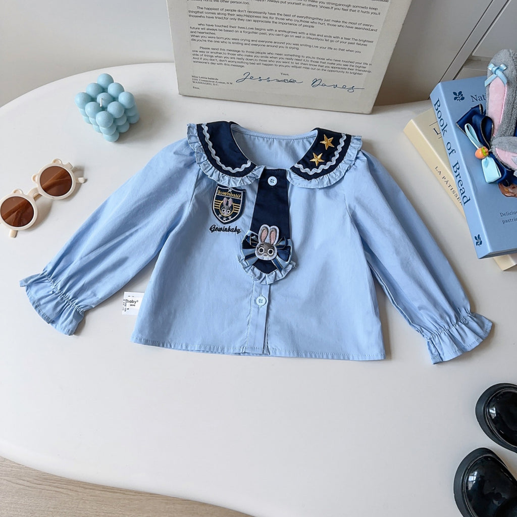 Modern Chic All-Season Trendy Autumn 2-Piece Girls' Dress Suit, Ages 2-9 | Color: Blue | Image 2