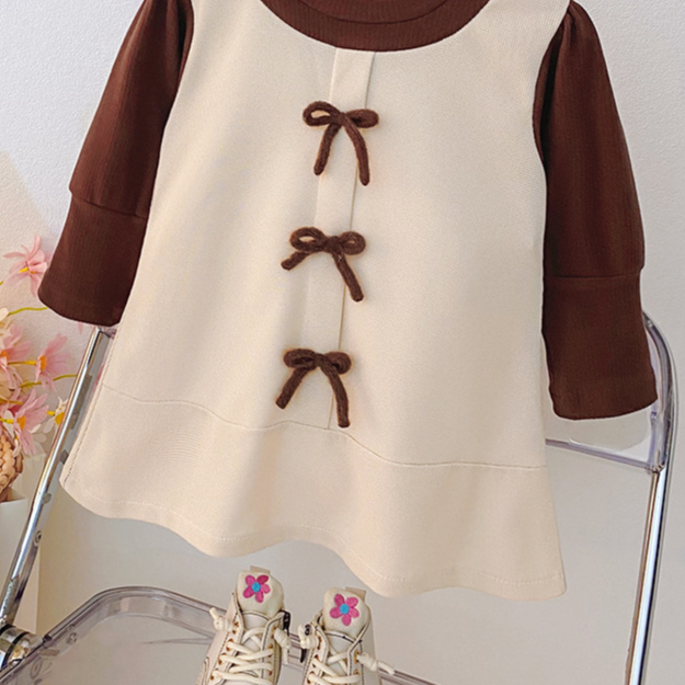 Sweet & Cute Autumn Baby Girls' Dress, Ages 9-24 Months | Color: Brown | Image 2