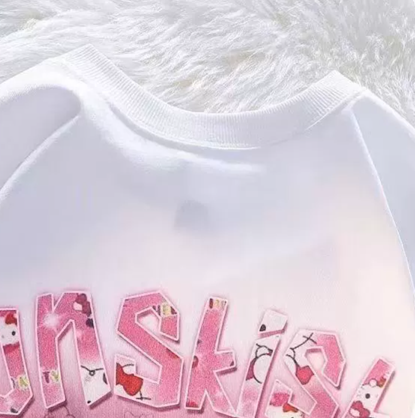 Modern Chic All-Season Casual Sporty Summer Girls' T-Shirt, Ages 4-14 | Color: White | Image 2