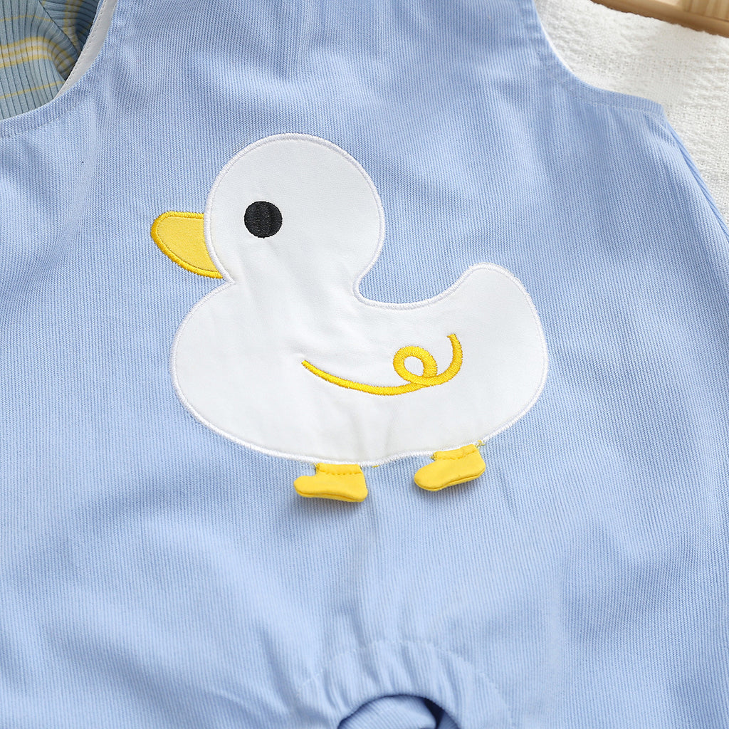 Minimalist Autumn 2-Piece Unisex Baby Pants Suit, Ages 0-12 Months | Color: Blue | Image 3