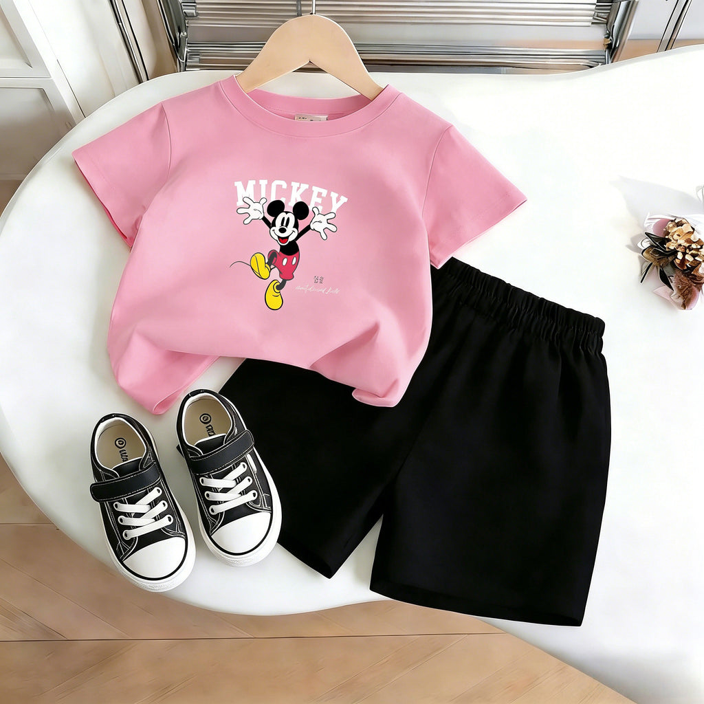 Modern Chic All-Season Casual Sporty Summer 2-Piece Unisex Kids' Pants Suit | Color: Pink | Image 1