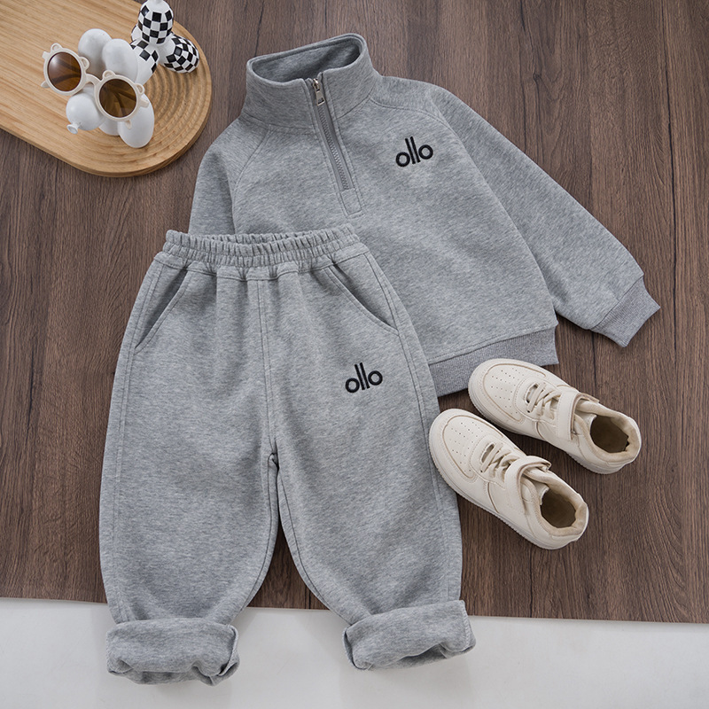 Modern Chic All-Season Casual Sporty Autumn 2-Piece Boys' Pants Suit, Ages 4-14 | Color: Grey | Image 3