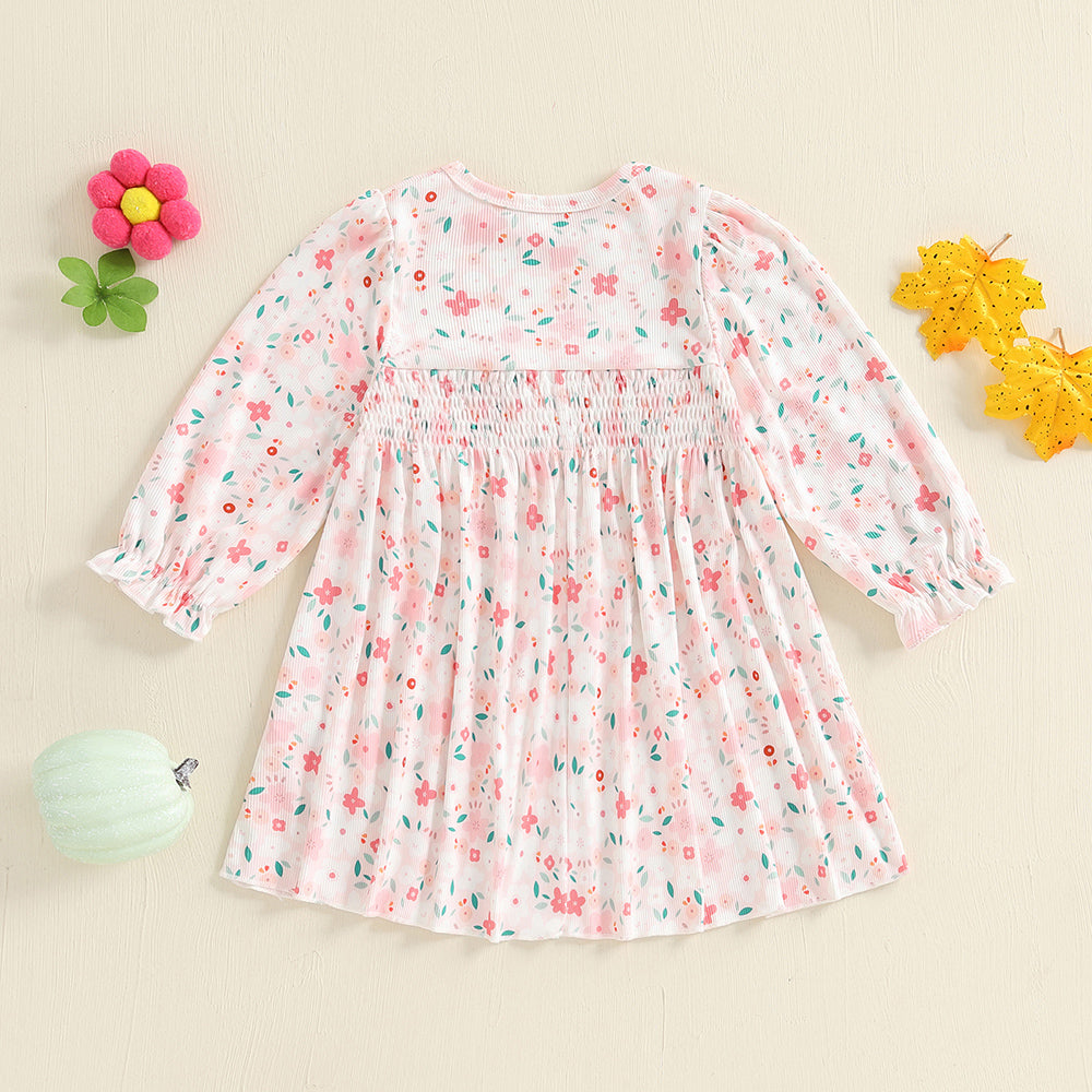 Casual Sporty Autumn Girls' A-Line Dress, Ages 2-5 | Color: White | Image 2