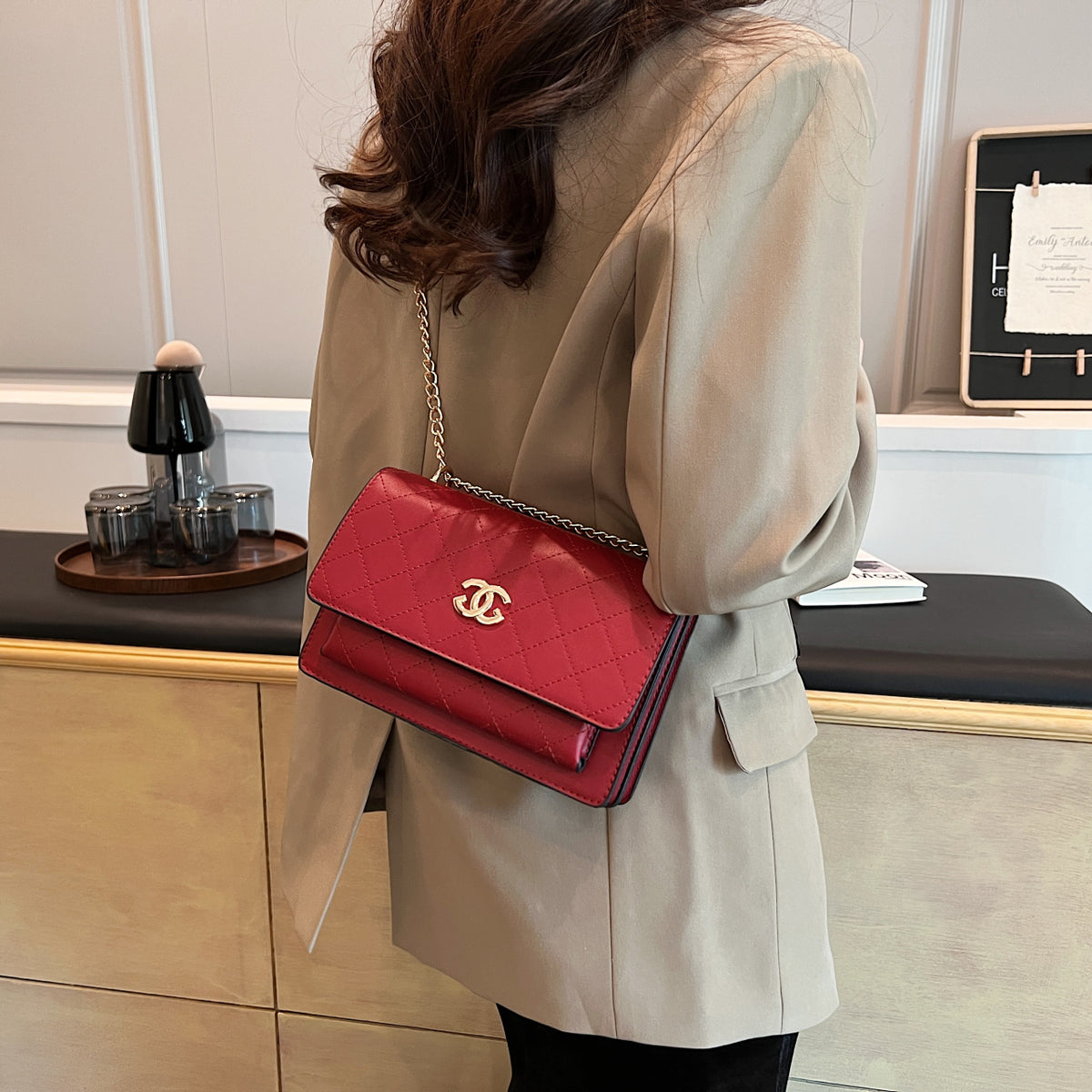 Modern Chic All-Season PU/Artificial Leather/Microfiber Leather Women's Crossbody Bags Other Bags | Color: Red | Image 3