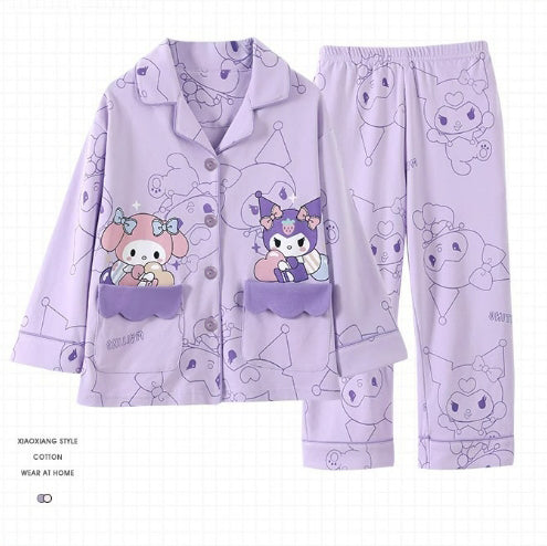 All-Season Sweet & Cute Autumn 2-Piece Girls' Pajama Set, Ages 2-14 | Color: Purple | Image 1
