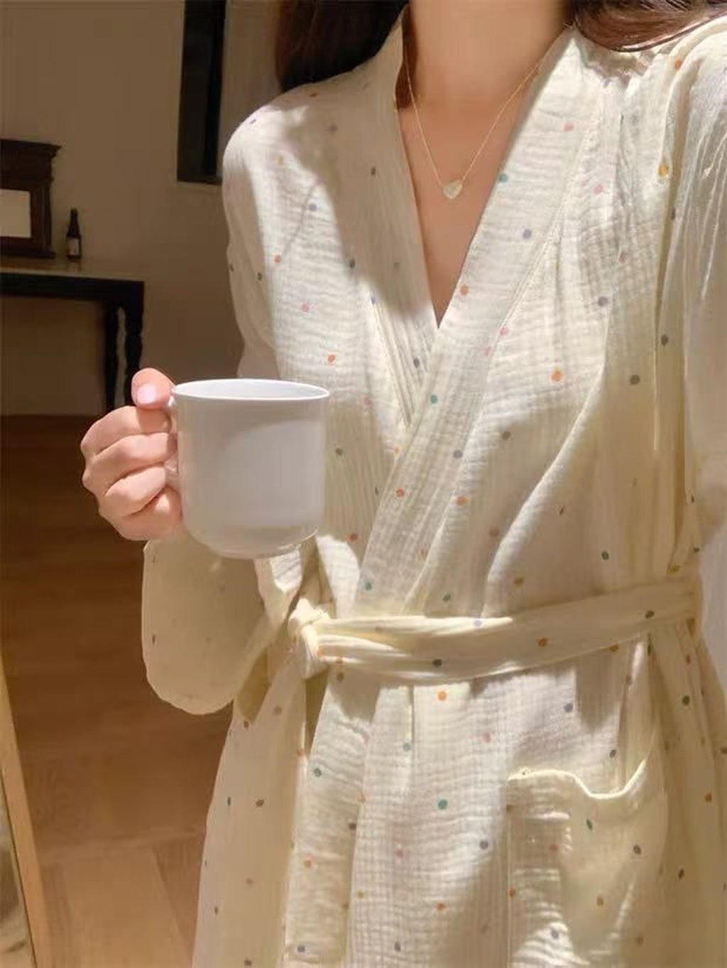 Elegant All-Season Women 's Long Sleeve Sleep Robe | Color: Style 1 | Image 3