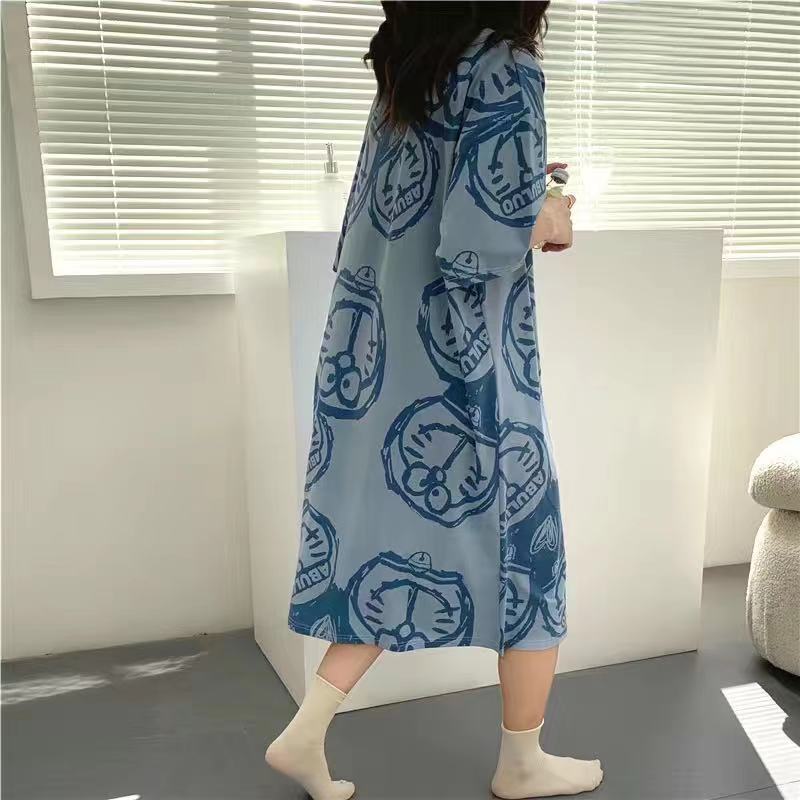 Modern Chic All-Season Sweet Feminine Summer Women 's Short  Sleeve Sleep Dress | Color: Style 1 | Image 1