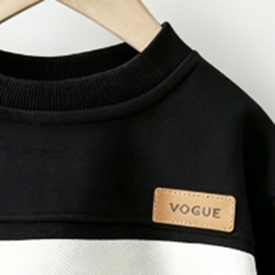 Modern Chic All-Season Casual Sporty Autumn Boys' Sweatshirt, Ages 2-9 | Color: Black&White | Image 3