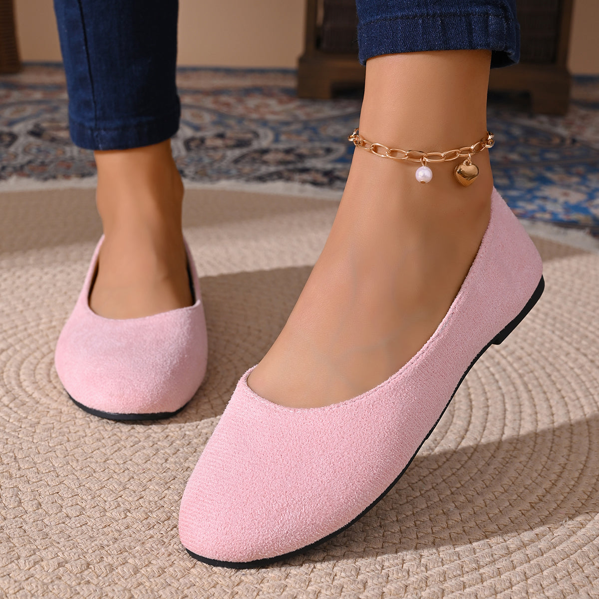Modern Chic All-Season Cloth / Textile Women's Flat Shoes | Color: Pink | Image 2