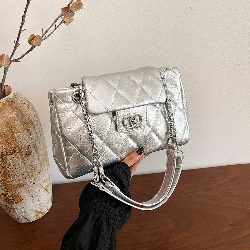 Modern Chic All-Season PU/Artificial Leather/Microfiber Leather Women's Crossbody Bags Other Bags | Color: Silver | Image 1