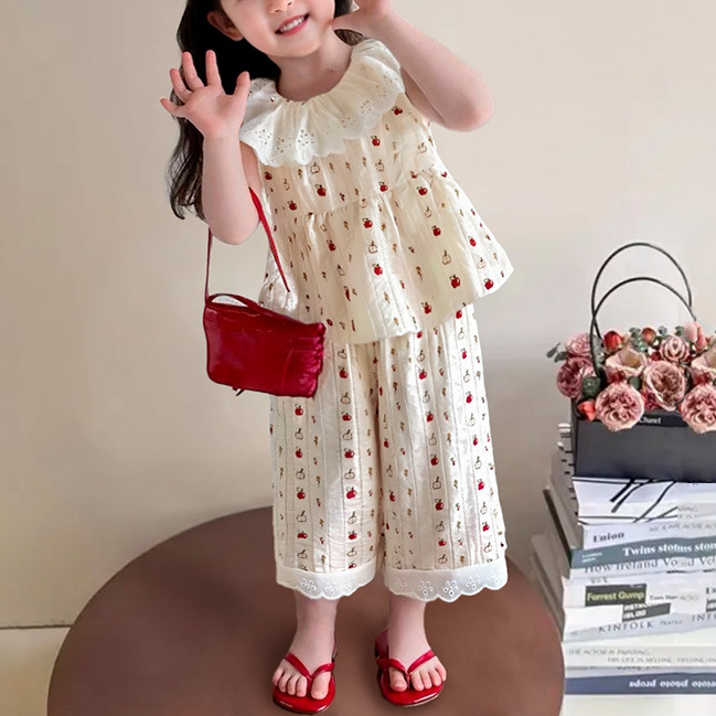 Sweet & Cute Summer 2-Piece Girls' Pants Suit, Ages 2-7 | Color: Style 1 | Image 1