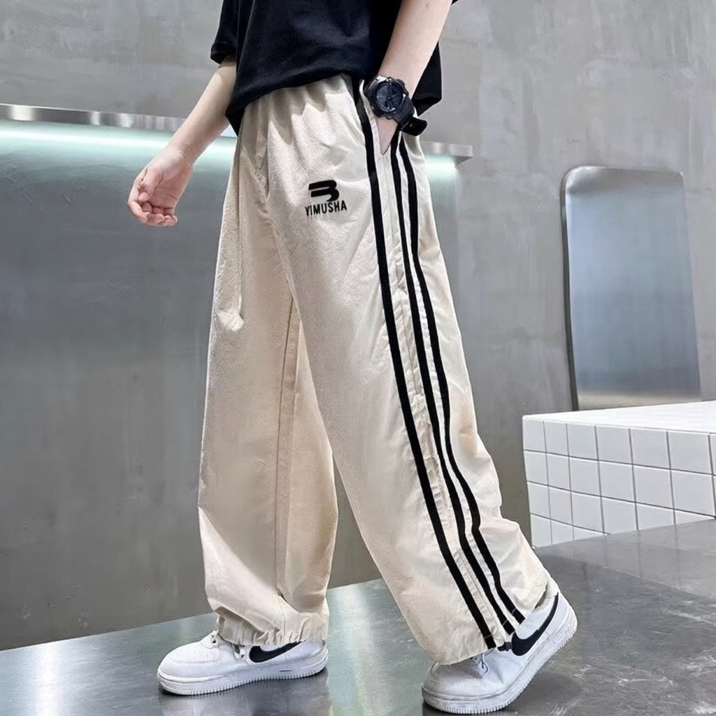 Modern Chic All-Season Casual Sporty Autumn Boys' Casual Pants, Ages 4-14 | Color: Apricot | Image 2