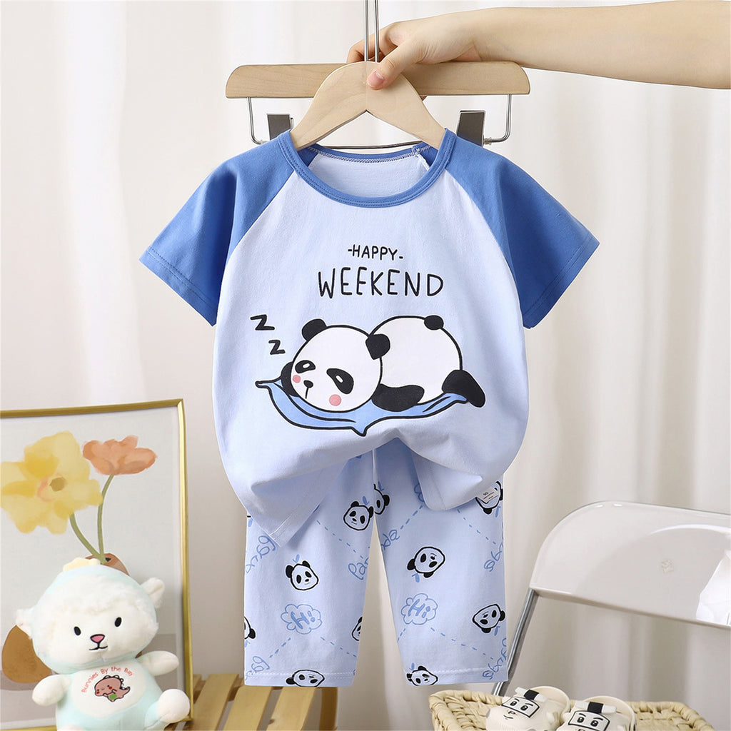 Casual Sporty Summer 2-Piece Unisex Kids' Pajama Set, Ages 2-9 | Color: Style 2 | Image 3