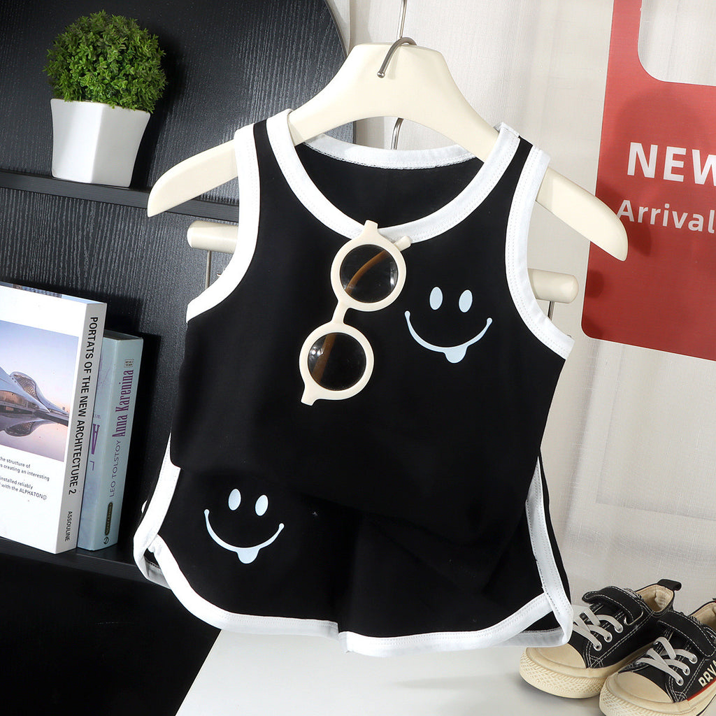 Modern Chic All-Season Casual Sporty Summer 2-Piece Boys' Pants Suit, Ages 2-7 | Color: Black | Image 1
