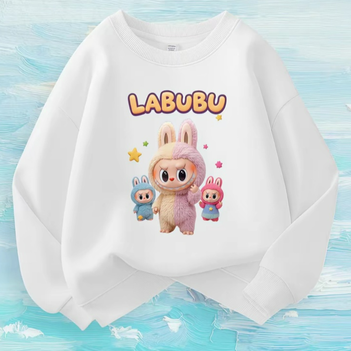 Modern Chic All-Season Minimalist Autumn Unisex Kids' Sweatshirt, Ages 2-14 | Color: White | Image 1