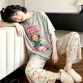 Sweet Feminine Summer 2 Pcs Women 's Short  Sleeve Sleep Set | Color: Style 1 | Image 1